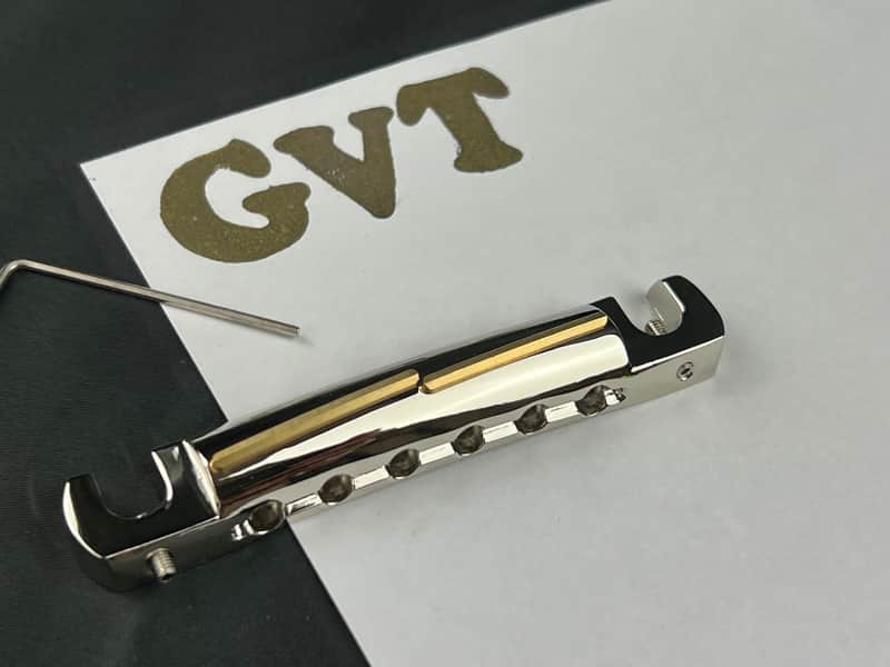 Faber RH Vintage Spec ALU Compensated Wraparound Tailpiece, Nickel, gloss, Intonation Bar: Brass image 1