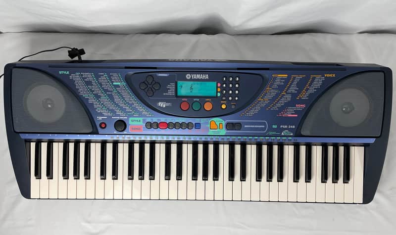 Yamaha PSR-248 Portatone 61 Key Portable Keyboard Blue + Adapter & Manual Works Great image 1