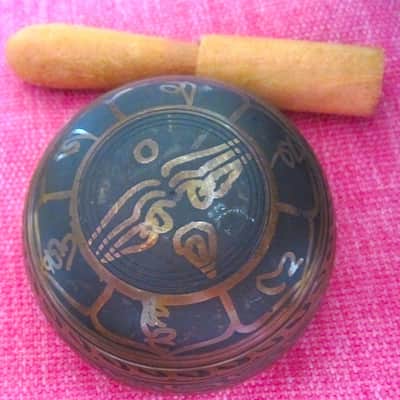 Japanese Rin Singing Bowl Cup Chime Bell with Striker - Vintage image 3