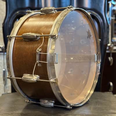 VINTAGE 1960's Slingerland 7x14 Radio King Student Model Snare Drum in Natural Mahogany image 6