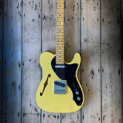 2019 Fender USA Britt Daniel Tele® Thinline Amarillo Gold & hard shell case image 2