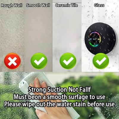 Portable Bluetooth Speaker IPX4 Waterproof Mini Speaker with LED Lights and Suction Cup image 5