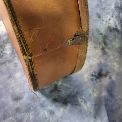 Vintage RARE 1955 Tan Green Geib Soft Shell Acoustic Guitar Case Leather Handle Gibson Epiphone Archtop Flattop image 4