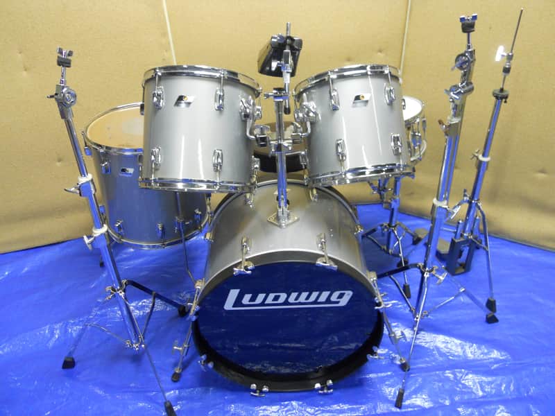 Ludwig Rocker Drum Set with Black/White Badges 1980s image 10