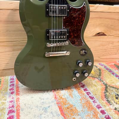 Gibson CME Exclusive SG Standard with T-Type Pickups, Tortoise Pickguard 2018 - Olive Drab image 3