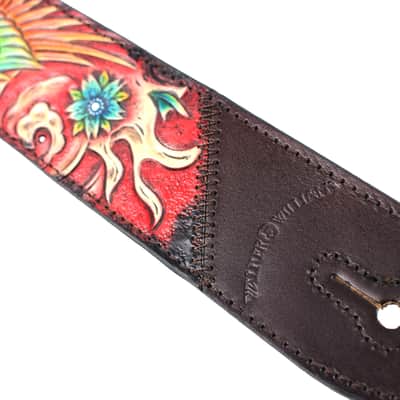 Walker & Williams KB-33 Skinny Carob Brown Premium Grain Leather Strap w/Hand Tooled Phoenix image 8