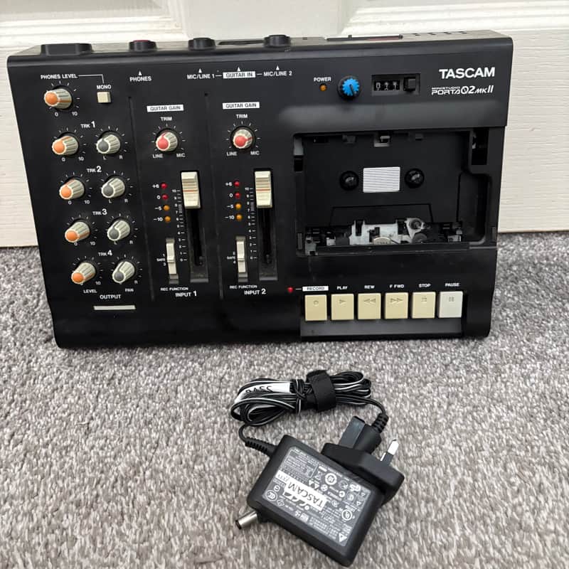 (Rare) TASCAM Porta 02 Ministudio 4-Track Cassette Recorder 2000s - black (custom pitch modded) image 1
