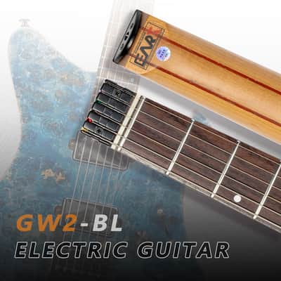 Eart GW2 Headless Electric Guitar, Right Handed, Roasted Padauk+Poplar Burl Body, 24 Stainless Steel Frets image 4