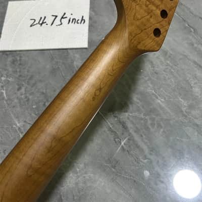 Custom 24.75 inch short scale roasted flame maple electric guitar neck 22 fret image 4