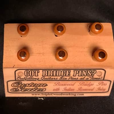 Triple C Woodworking-Got Bridge Pins? Boxwood Bridge Pins with Indian Rosewood Inlays image 1