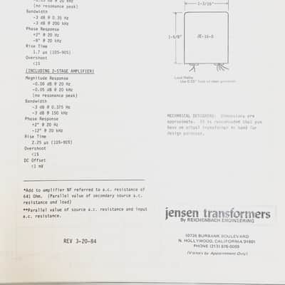 Jensen JE-16-B Microphone Input Transformer 1980's image 7