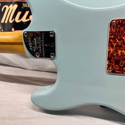 Fender Limited Edition American Professional II Stratocaster Thinline Semi-Hollow Body Electric Guitar - Transparent Daphne Blue image 14