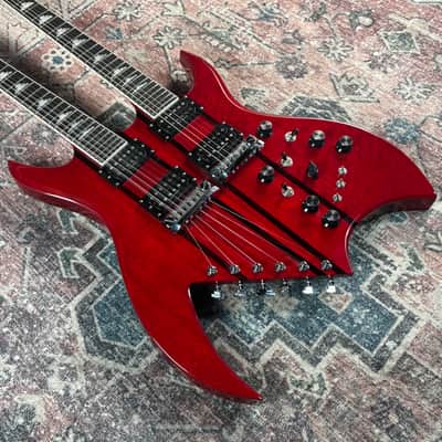 2008 B.C. Rich Bich Legacy Double Neck Transparent Red MIK Made In Korea Electric Guitar W/ Original Hardshell Case! image 9