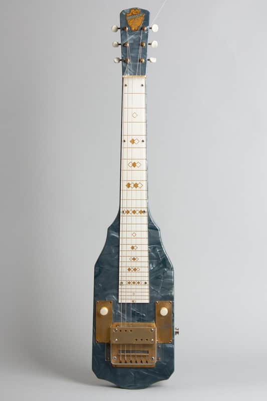 Bronson Singing Electric Lap Steel Electric Guitar, made by Valco (1952), ser. #X-14994, original brown hard shell case. image 1