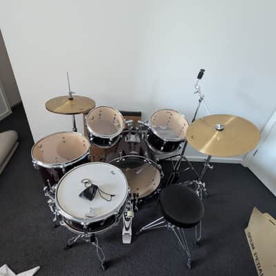 Pearl RS525SC/C91 Roadshow 10 / 12 / 16 / 22 / 14x5.5" 5pc Drum Set with Hardware, Cymbals 2014 - 2020 - Red Wine image 5