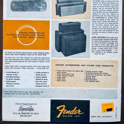 Fender Reprint Insert Catalogue 1963-64 Down Beat Magazine image 5