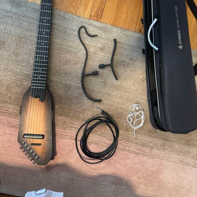 Donner HUSH C Acoustic-Electric Nylon String Classical Guitar– Ultra-Lightweight Travel Guitar with Built-In Tuner, HPS-II Preamp, Headphone Jack & Quick-Release Stand – Sunburst image 1