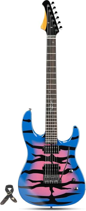 Solid Body Electric Guitar Roasted Maple Neck, Stainless Steel Frets, Bone Nut 24 Frets(Blue) image 1