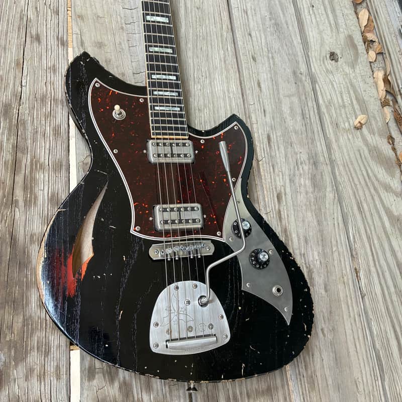 Novo Miris J 2024 Lollar 24.75 Scale Stainless Steel Jumbo Frets Bull Black over 64 burst ebony image 1