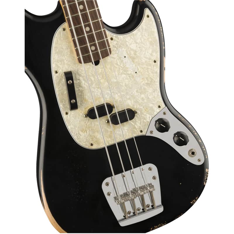 Fender JMJ Road Worn Mustang Bass - Black image 1