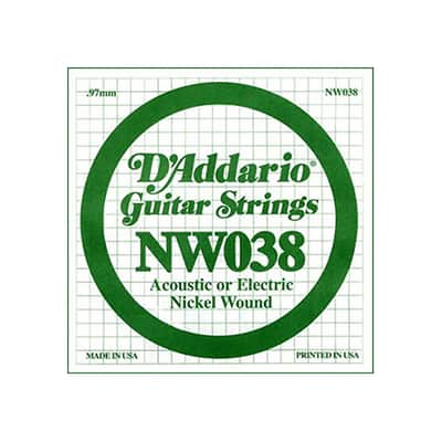 D'Addario NW038 Nickel Wound Electric Guitar Single String .038