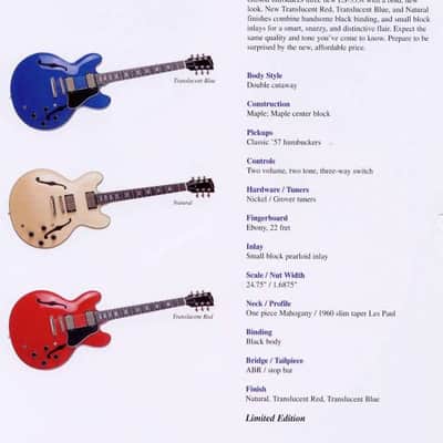 1999 Gibson ES-335 Limited Edition Translucent Red Ebony Fingerboard P-94s OHSC Professionally Repaired Headstock image 13