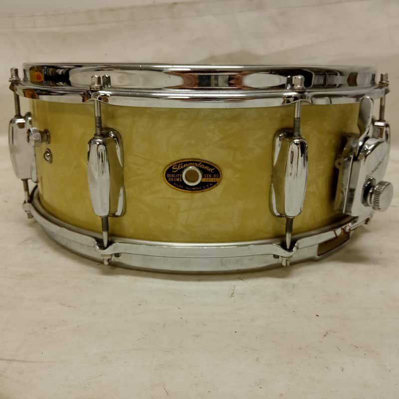 Slingerland 5.5x14"Artist 1Ply Solid Maple Snare Drum WMP White Marine Pearl COB image 1