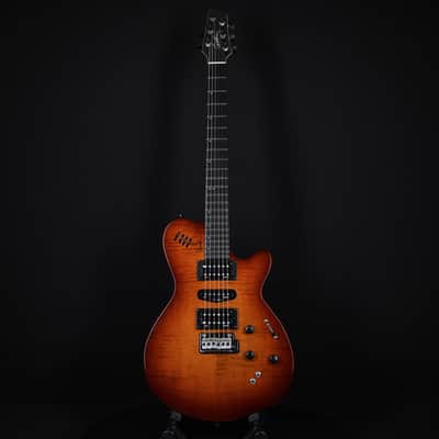 Godin XTSA Multivoice Flame Maple Leaf Top Light Burst Richlite (221231182) image 2