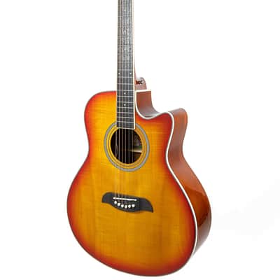 Oscar Schmidt OA10CE Mini Auditorium Acoustic-Electric Guitar - Spalted Maple image 4