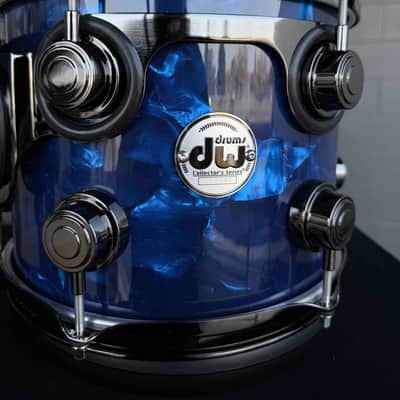 DW Collector's Series Maple/Mahogany 8x10 Rack Tom in Blue Moonstone FinishPly w/ Black Nickel Hardware image 2