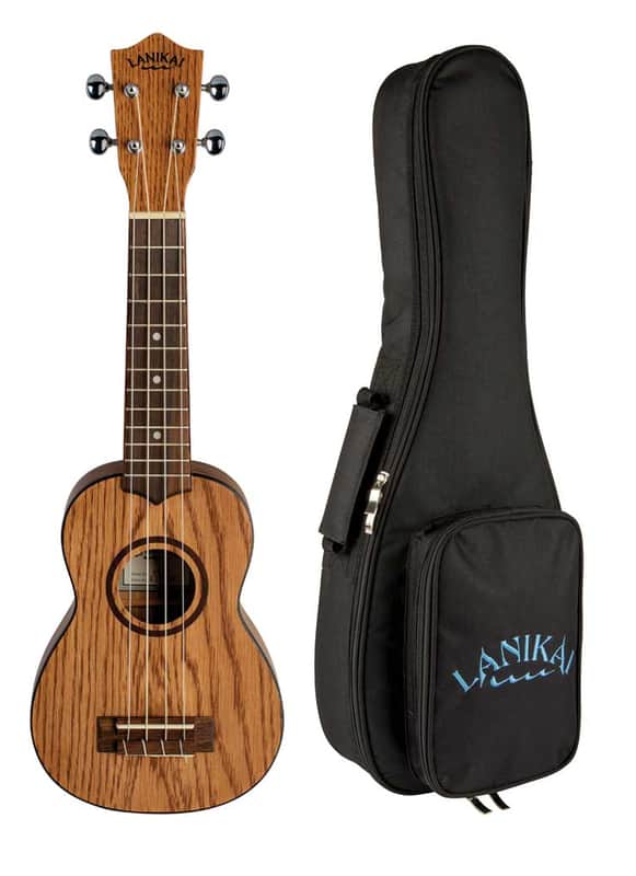 Lanikai Model OA-S Oak Soprano Size Acoustic Ukulele with 10mm Padded Gig Bag image 1