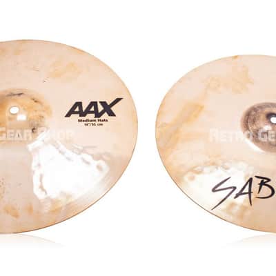 Sabian 14" AAX Medium Hi-Hats Cymbals Pair Brilliant Finish Set Top + Bottom image 2