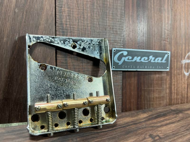 Fender  Telecaster Bridge Plate aged with GVT special Vintage Brass saddles  2020 Aged steel image 1