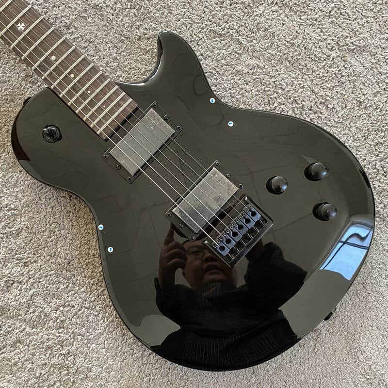 LAG Glossy Black HH Electric Guitar, Solid Mahogany Body, Mahogany Neck, Rosewood Fretboard image 1