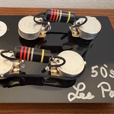 Gibson Les Paul 50s style wiring harness with new Bumblebee 0.022uF paper in oil capacitors and split long shaft pots image 1