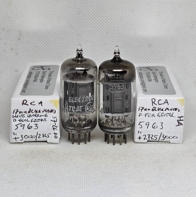 RCA 5963 D-Foil Getter Black Plate Well Matched (9.1%) Pair NOS 12AU7 12AU7A image 1