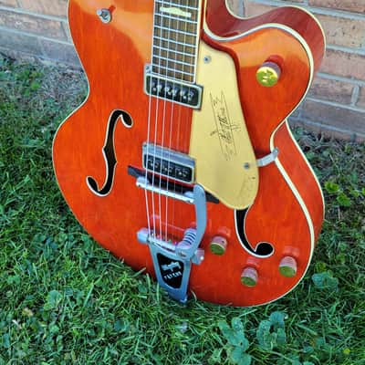 1957 Gretsch Model 6120 Chet Atkins Hollowbody Electric Guitar Amber Red Cowboy Case Great Player & Sound image 3