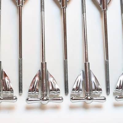 Set of (8) Ludwig "Bowtie" Tension Rods & Claws for Bass Drum, 6 1/8" length / 1960s image 3