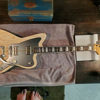 Beautiful USA Roasted, bound 5A flame maple neck.Hidden fret tangs.Rounded edges", Made for a Jazzmaster or Strat body # FJM-12 -You never felt frets like this. image 11