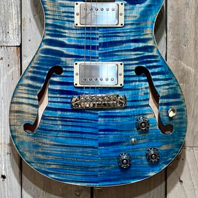 PRS Hollowbody II Piezo  Electric Guitar, Faded Blue Jean, Insane Flame, Help Support Small Business & Buy It Here ! image 4