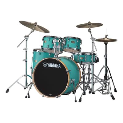 Yamaha Stage Custom Birch 5 Piece Drum Set with Hardware 22 inch Bass Matte Surf Green image 1