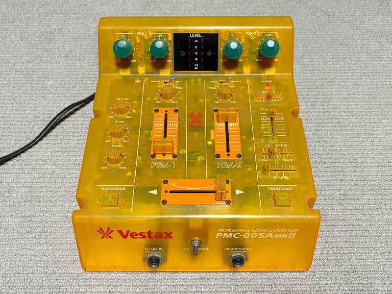 Vestax PMC-005A MKⅡ スケルトン DJミキサー ベスタクス Vestax PMC-005A MKⅡ Yellow Translucent DJ Mixer | Reverb