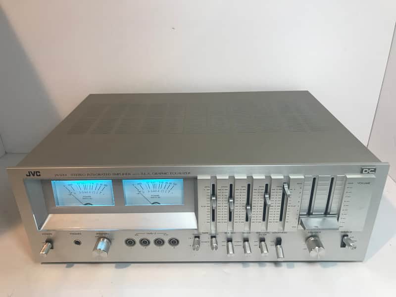 JVC JA-S44 1979 Silver face vintage stereo integrated amplifier with upgraded blue LED display image 1