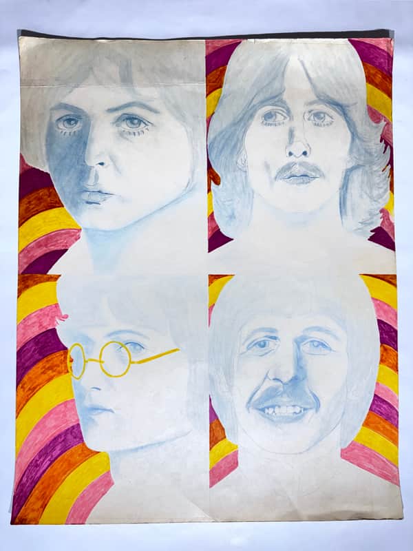 THE BEATLES ARTWORK !! 1960's Dwight Russ Artwork image 1