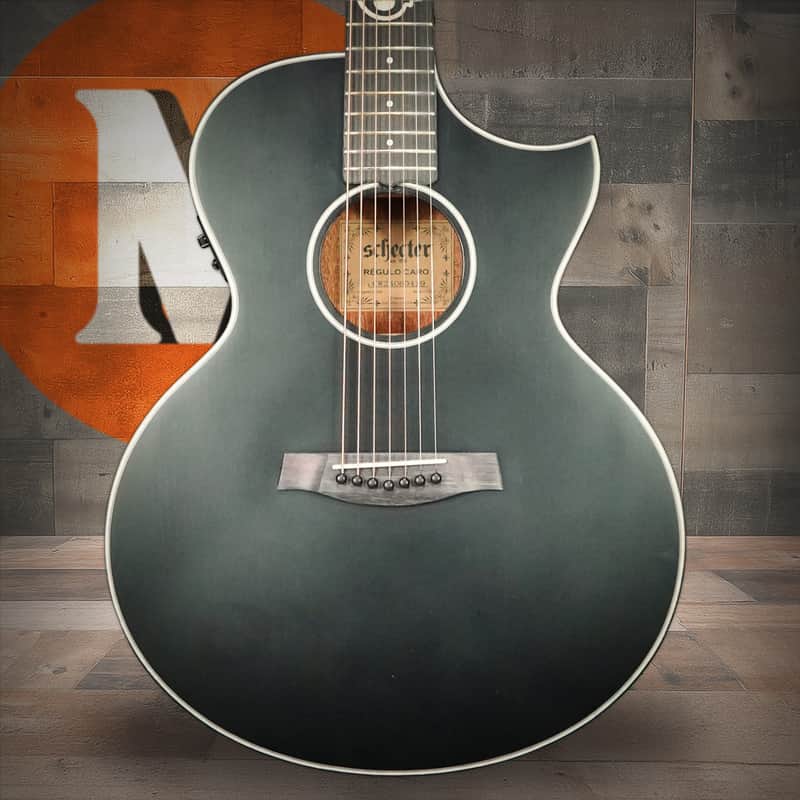 Schecter Regulo Caro-7 Acoustic Satin Black Acoustic-Electric Guitar - Open Box (3719) image 1