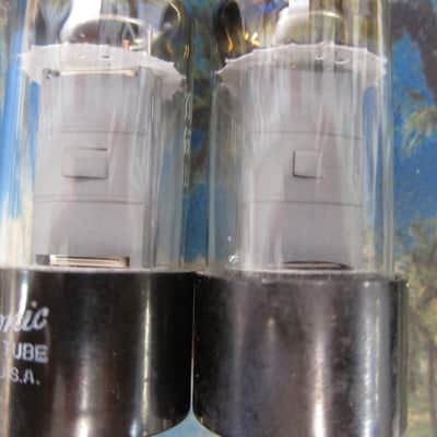 Pr Vintage GE 6V6GT Power Tubes Test Strong/Balanced, 1960s, USA, , Ex Sound 1960 Smoked glass image 2