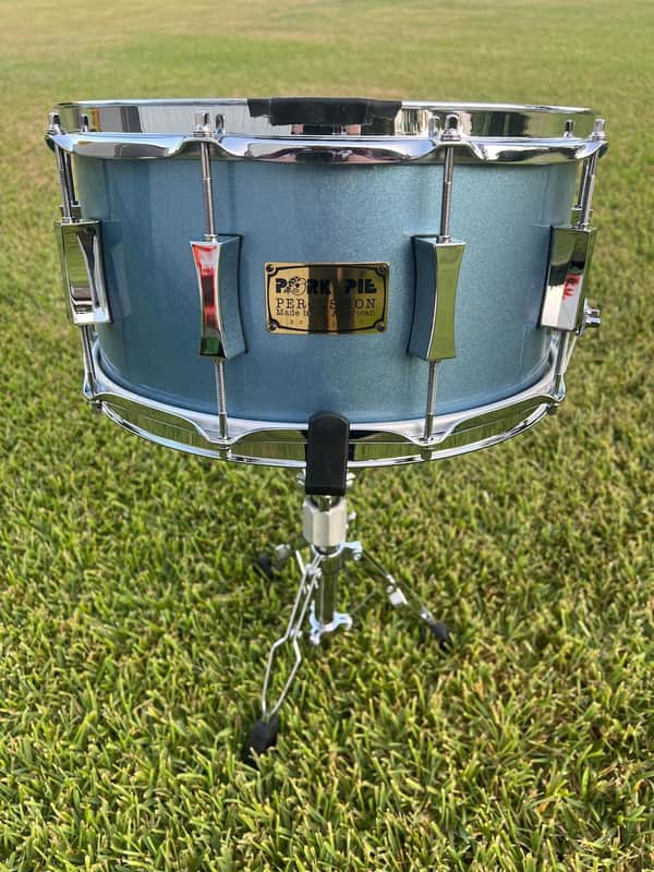 Pork Pie P'Lux Maple Brass 7"x14" Porcaro Blue Gloss image 1