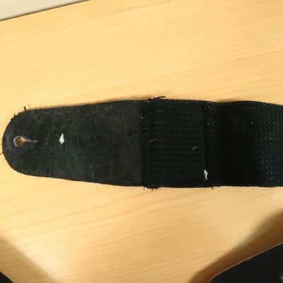 Vintage 90s Bass Guitar Nylon Guitar Strap Black w/ Leather tabs image 4