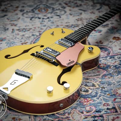 Gretsch G6118T 120th Anniversary Model Bamboo Yellow over Copper image 11