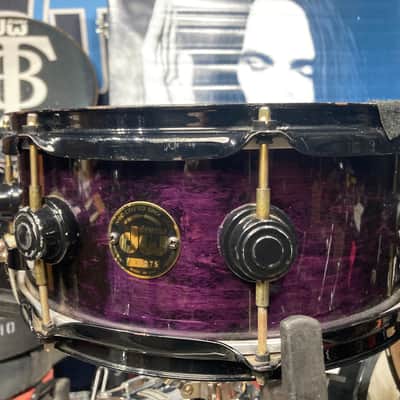 Terry Bozzio's DW - 5.5x13" Craviotto Solid Shell Snare Drum - Transparent Purple Lacquer - Autographed! image 12